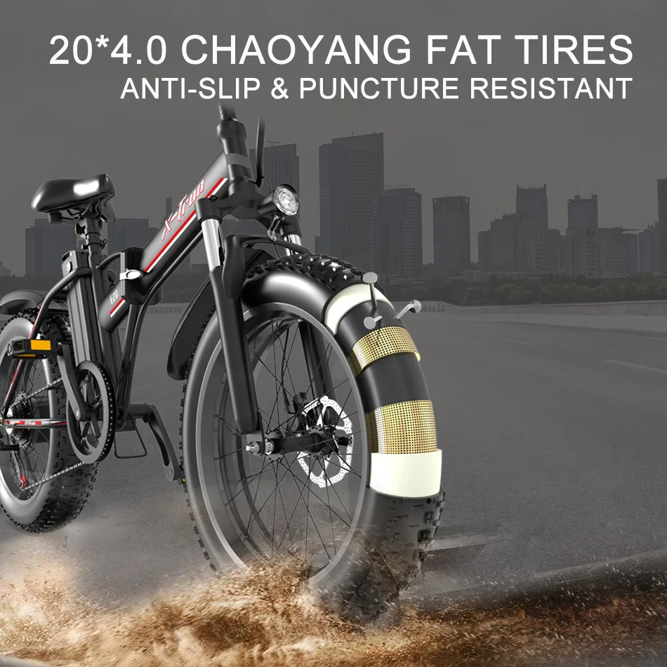 

X-Tron 500W Electric Bike 13AH Lithium Battery Ebike 20x4.0 Fat Bike Electric Moped Oil Brake 7 Speed Folding MTB e-bike