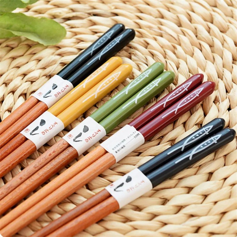 5 пары/компл. Нескользящие многоразовые палочки для еды из натурального бамбука в