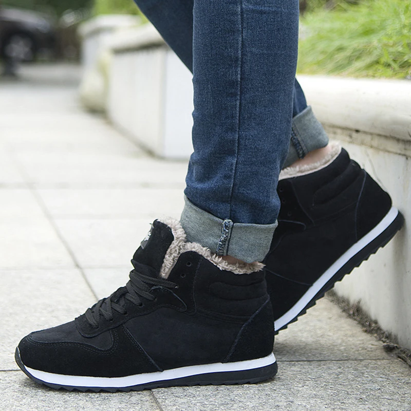 Мужская Вулканизированная обувь плюшевая теплая зимняя мужские кроссовки для