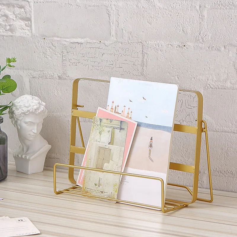 1 шт. Новая роскошная железная настольная полка для хранения файлов журналов