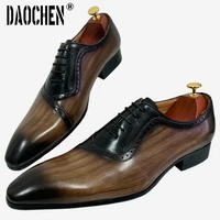 italian design men oxford shoes lace up man shoe black coffee men dress shoes office business wedding genuine leather mens shoes