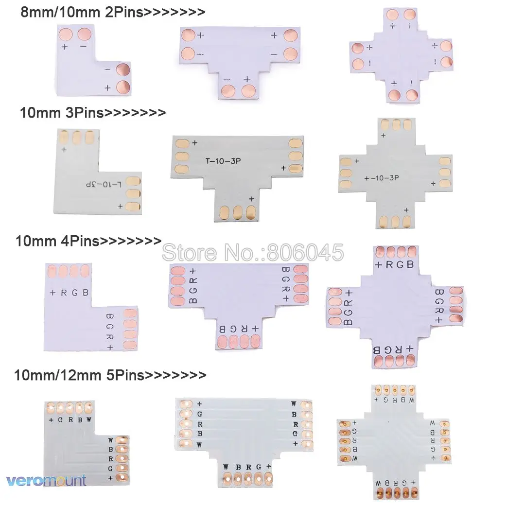 10 шт. L T X форма 8 мм 12 2pin 3pin 4pin 5pin 6pin один цвет CCT RGB RGBW + LED полоса PCB разъем сплиттер |