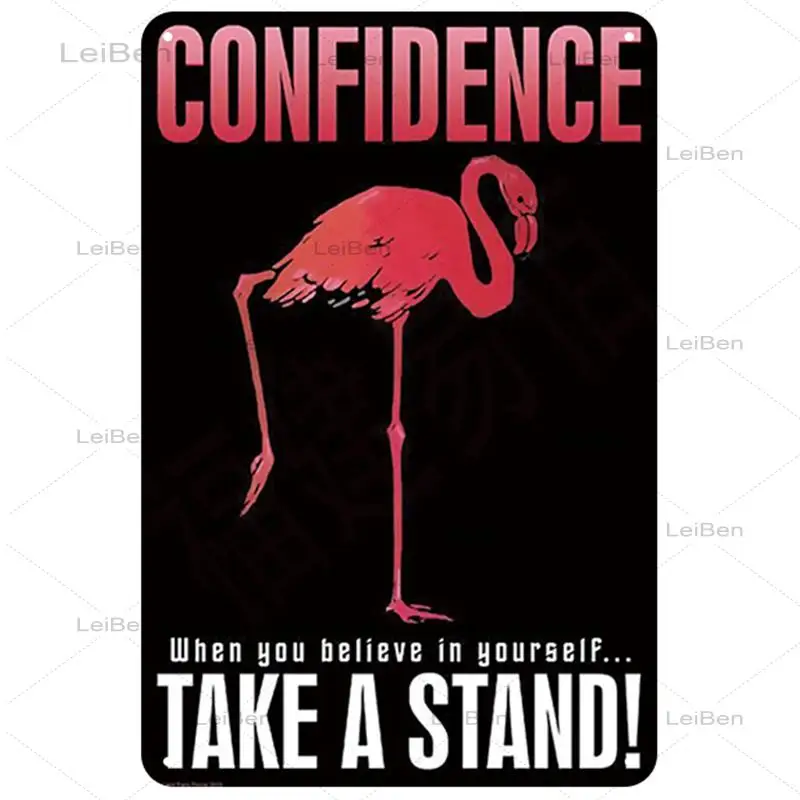 Металлический жестяной знак в виде животного фламинго старомодное потертое