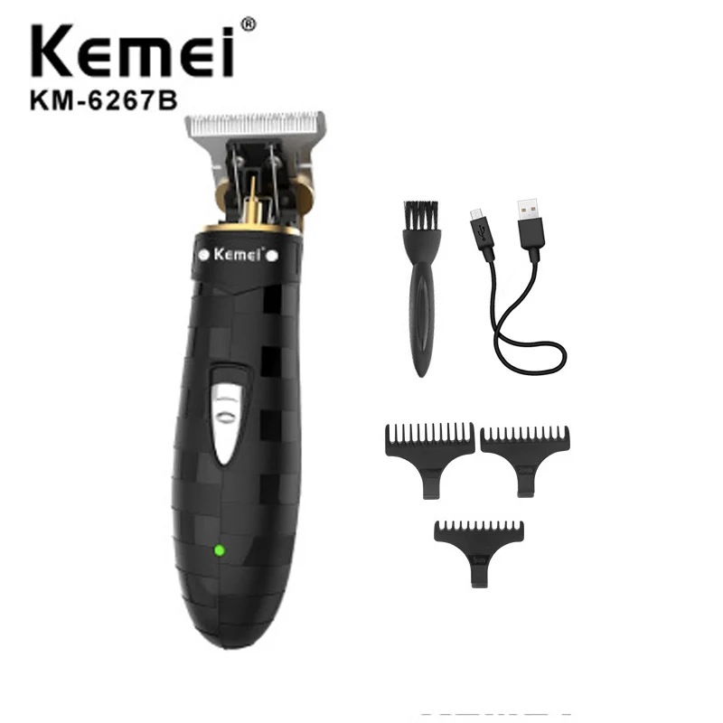 

KEMEI KM-6267 Cordless Close Cutting Trimmer Powerful Men Grooming 0mm Baldheaded Clipper Barbershop Detail Transparent Body