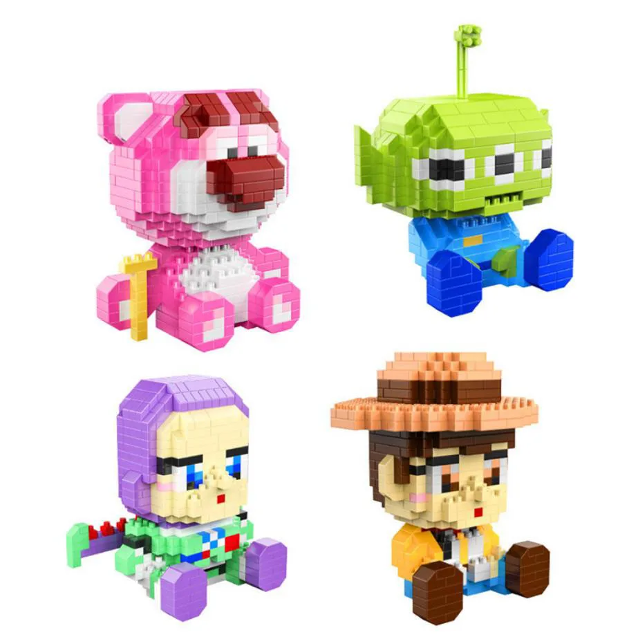 

Lovely cartoon toys nanobrick story Lotso bear alien buzz lightyear woody micro diamond block building brick educational toys