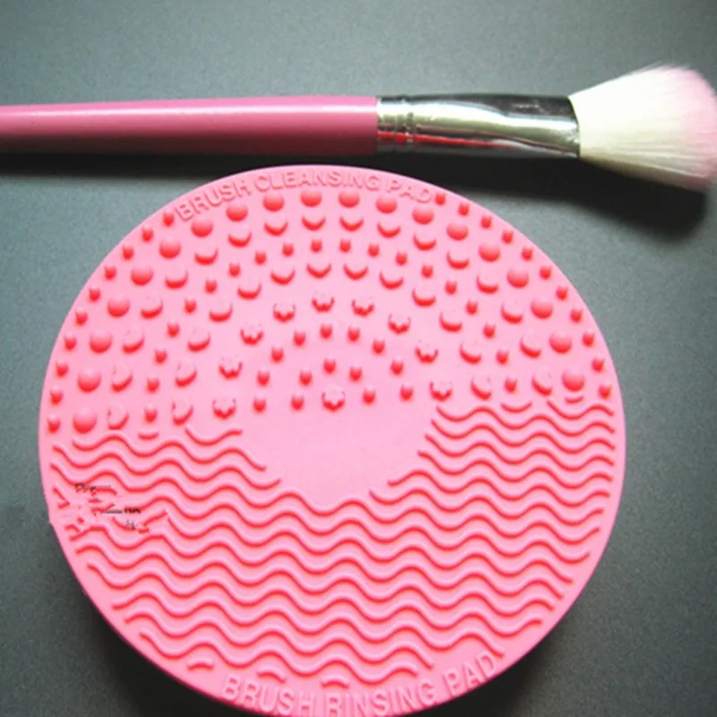 PINK 1 шт., силиконовая Кисть для макияжа, очищающая подушечка, Палитра кистей, чистящий коврик, моющий скребок, подушечка, косметические средства для очистки макияжа - Handle Color: PINK