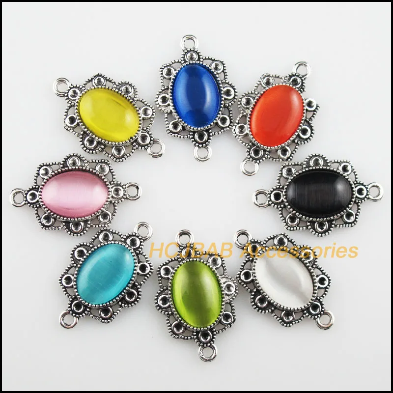 8 новых овальных шармов смешанные коннекторы из тибетского серебристого камня