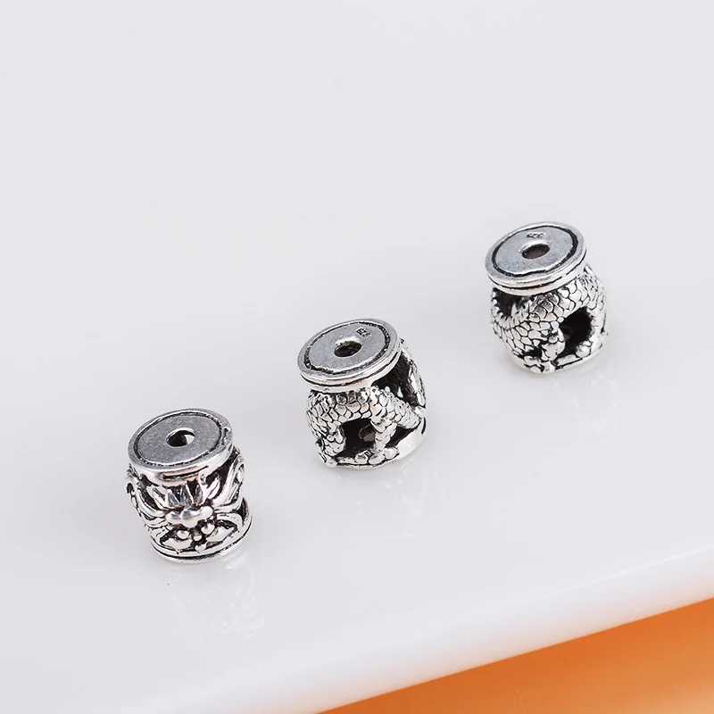 925 пробы Серебряный винтажный зодиакальный Дракон бусины DIY колонар Жемчуг