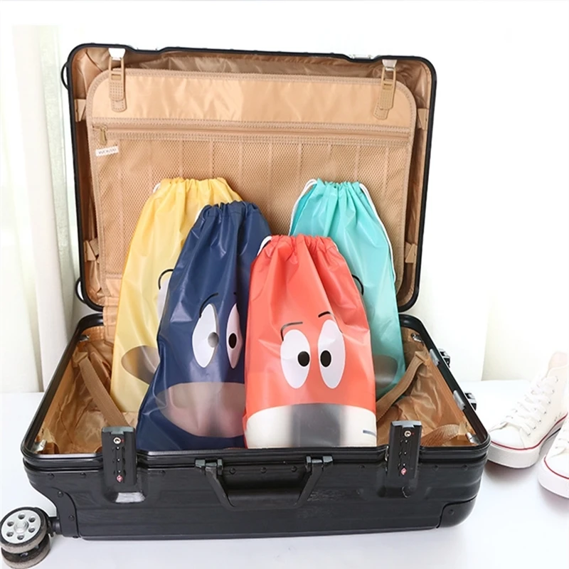 

Waterproof Shoe Bag Organizer Portable Travel Drawstring Shoe Bag Thickening Printed Non-woven Shoe Storage Cupboard Organizer