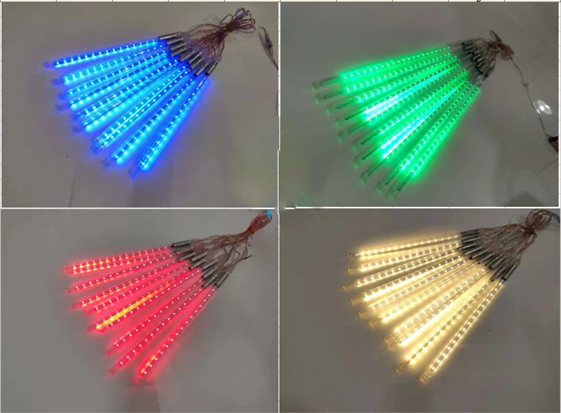 5 комплектов 10 шт./компл. светодиодный Метеоритный дождь трубы RGB рождественские декоративные огни 80 см 50 см Smd2835 семь цветов Ac85-265V
