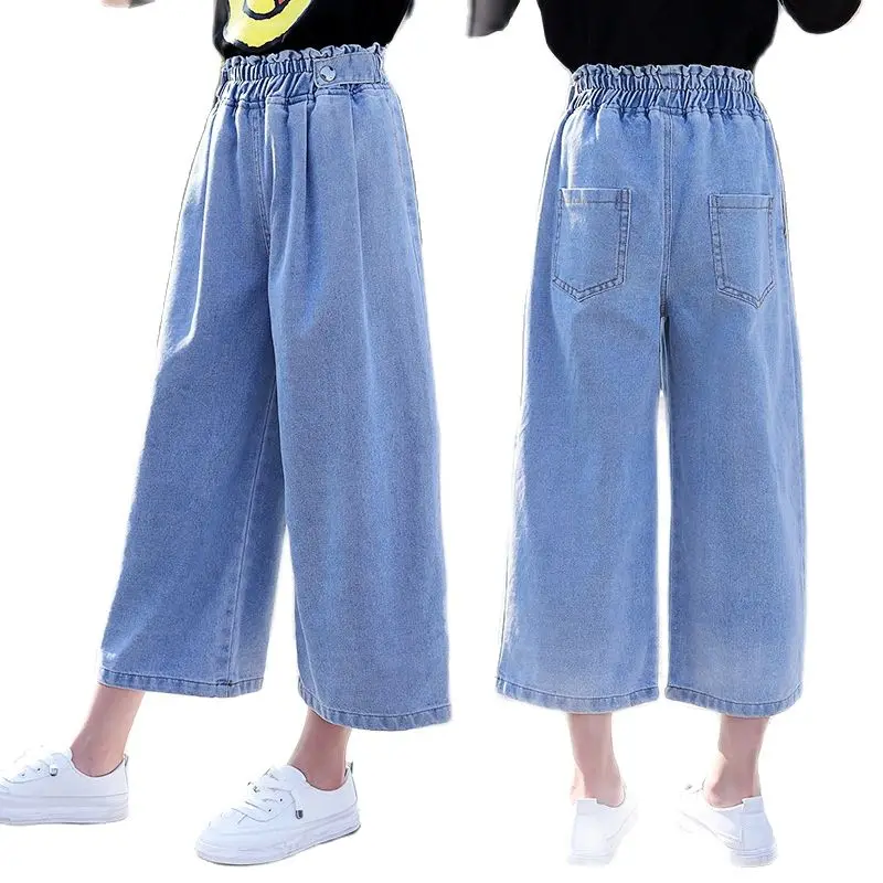 Повседневные джинсы для девочек-подростков Короткие широкие штаны летние