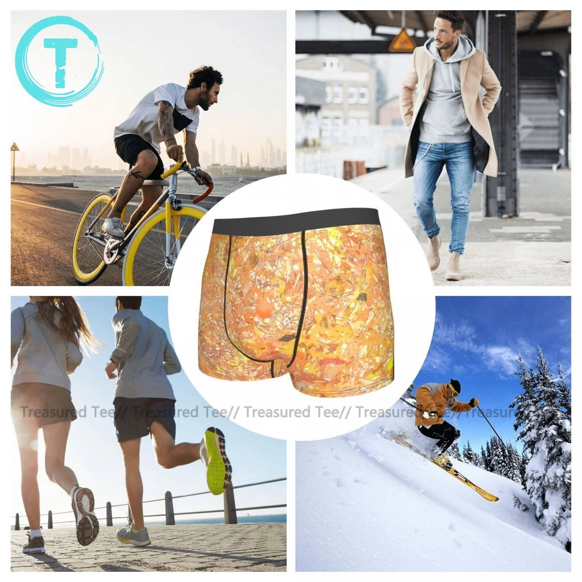 

Wheat Fields Underwear Trenky Polyester Breathable Trunk Men Sublimation Customs Boxer Brief