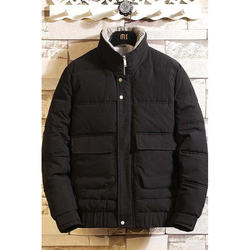 Зимняя мужская куртка 2019 модная парка с воротником стойкой мужские однотонные
