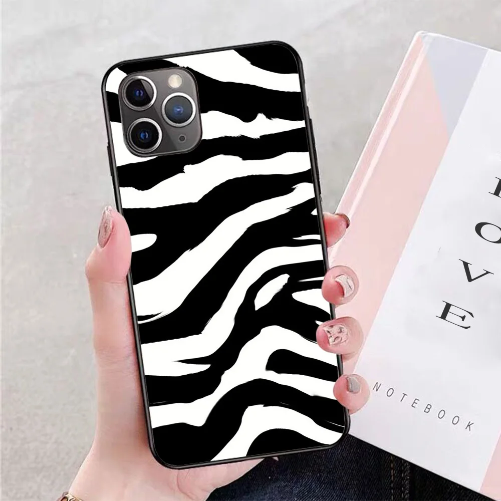

For iPhone Zebra print Soft TPU Border Apple iPhone Case