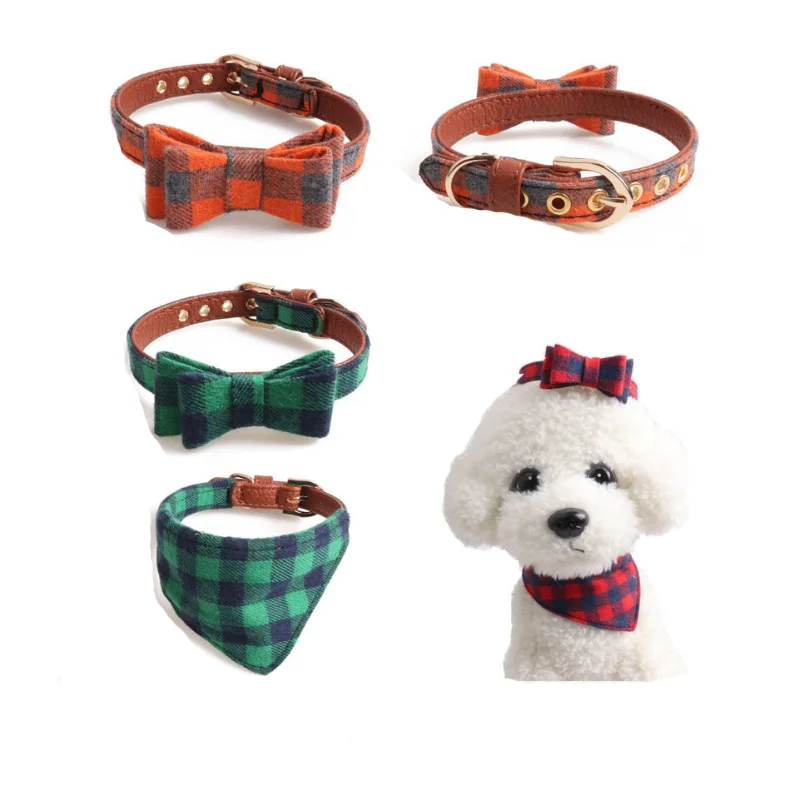 Английский клетчатый ошейник для собак кошек банданы мягкая ткань из