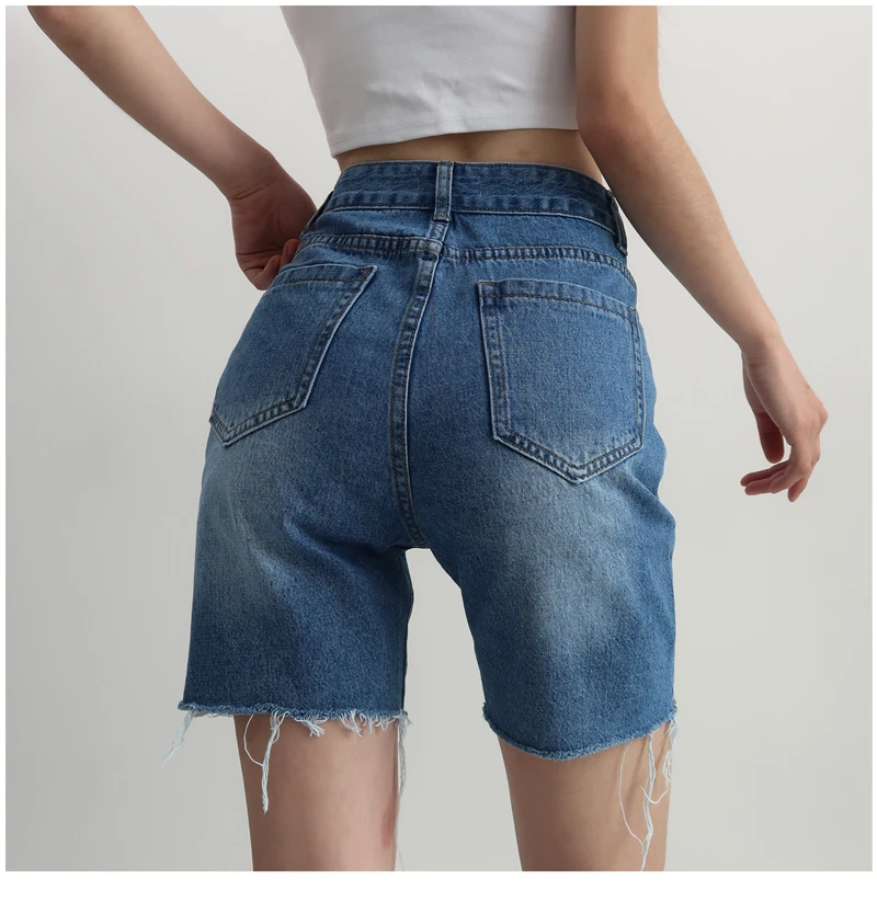 

Woman High Waist Jeans For Girls Biker Sports Cycling Short Harajuku Vintage Streetwear Straight Blue Denim Sexy Shorts 2021