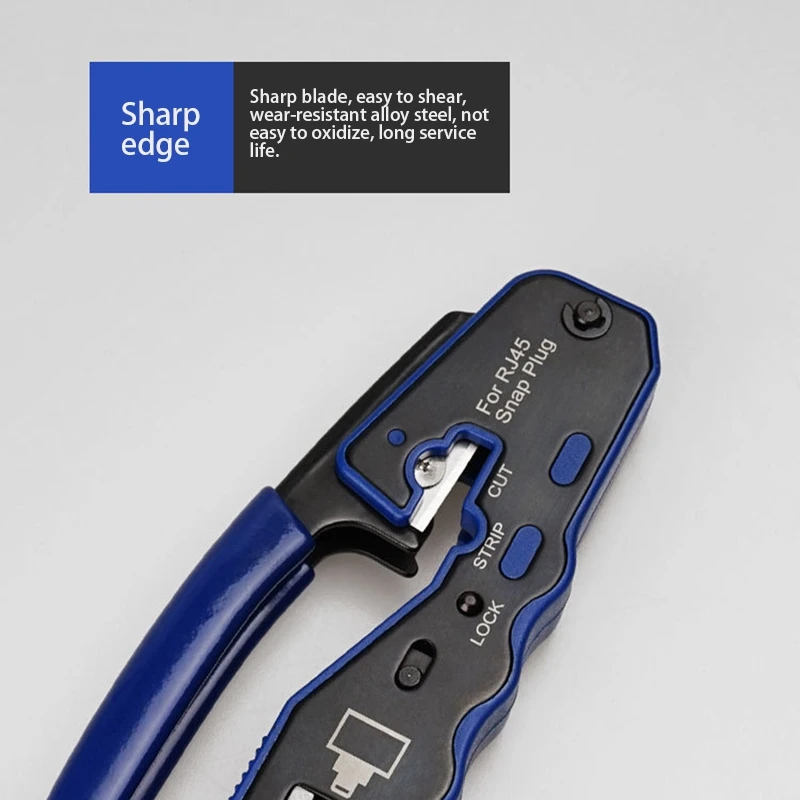 Ethernet RJ45 Pass Through Crimping Tool Bundle with CAT6 RJ45 Pass Through Ethernet 50U Modular Plug 25 Pack