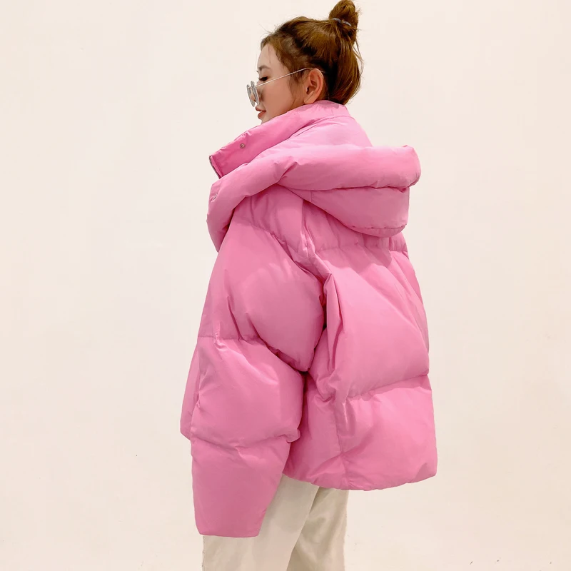 

Новинка 2021, зимняя куртка, Женская куртка, женская теплая модная куртка карамельных цветов, длинная толстая парка, пальто, корейская Свободн...