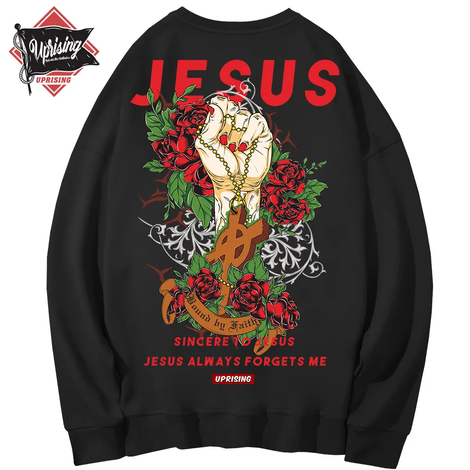 Толстовка мужская с принтом Иисуса инопланетянина хипстерская длинным рукавом и