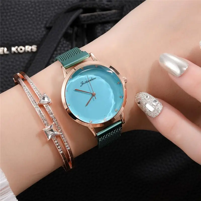 Модные роскошные женские кварцевые часы из нержавеющей стали с магнитной