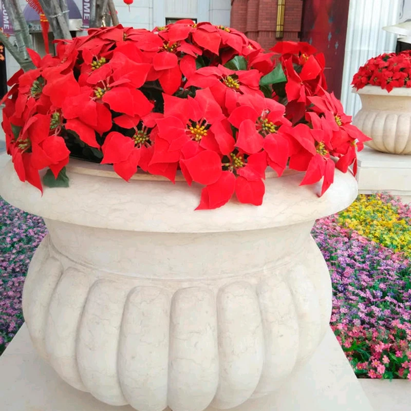 Искусственный шелк Poinsettias цветы центральный Букет Рождественский Декор для дома