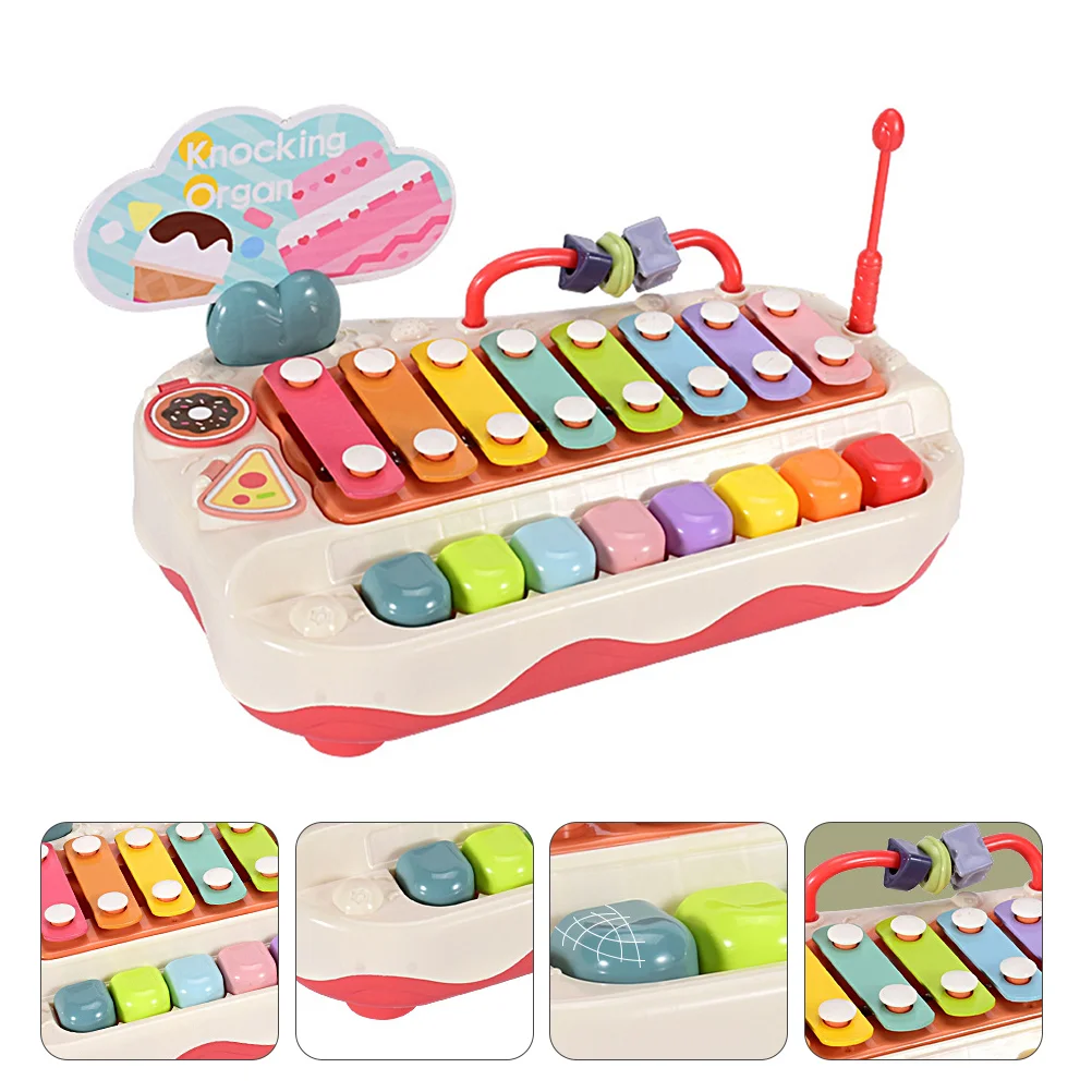 

1PC Multi-function Hand Knocking Piano Winding Bead Eight-scale Piano (Red)