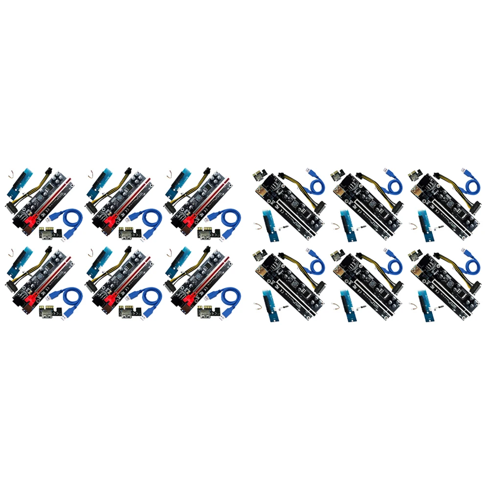 

VER009S PLUS PCI-E Riser 1X to 16X Riser Card Graphics Card Extension Adapter Card 4-Pin PCI-E to SATA Power Cable