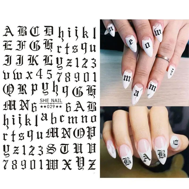1 Sheet 3D Alphabet Nail Sticker Cute Unique Pattern Self-Adhesive Art Decals Transfer DIY Design | Красота и здоровье