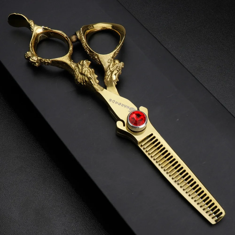 

Barber scissors 6 inch Japanese 440c barber special professional hairdressing scissors exquisite and sharp set
