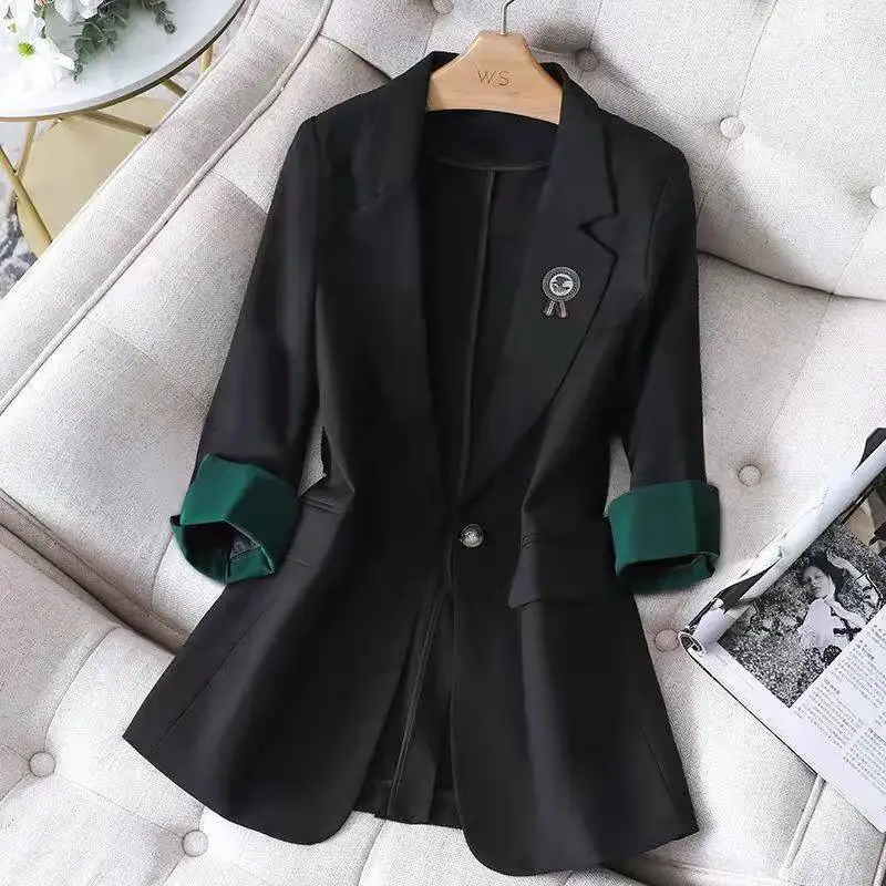 

New Summer Women's Office Suit Oversized 4XL Ropa Mujer Black Coat Single Button Blazer Femme Slim Jackets Spring 2021 All-Match