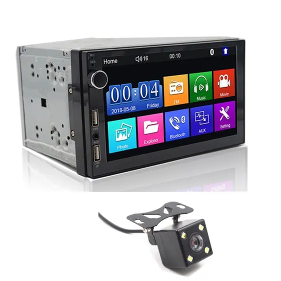 radio with camera Carsanbo 7 дюймов 2 DIN сенсорный экран радио два USB порта автомобиля стерео Bluetooth Зеркало Ссылка с камерой заднего вида Android/IOS - Цвет: radio with camera