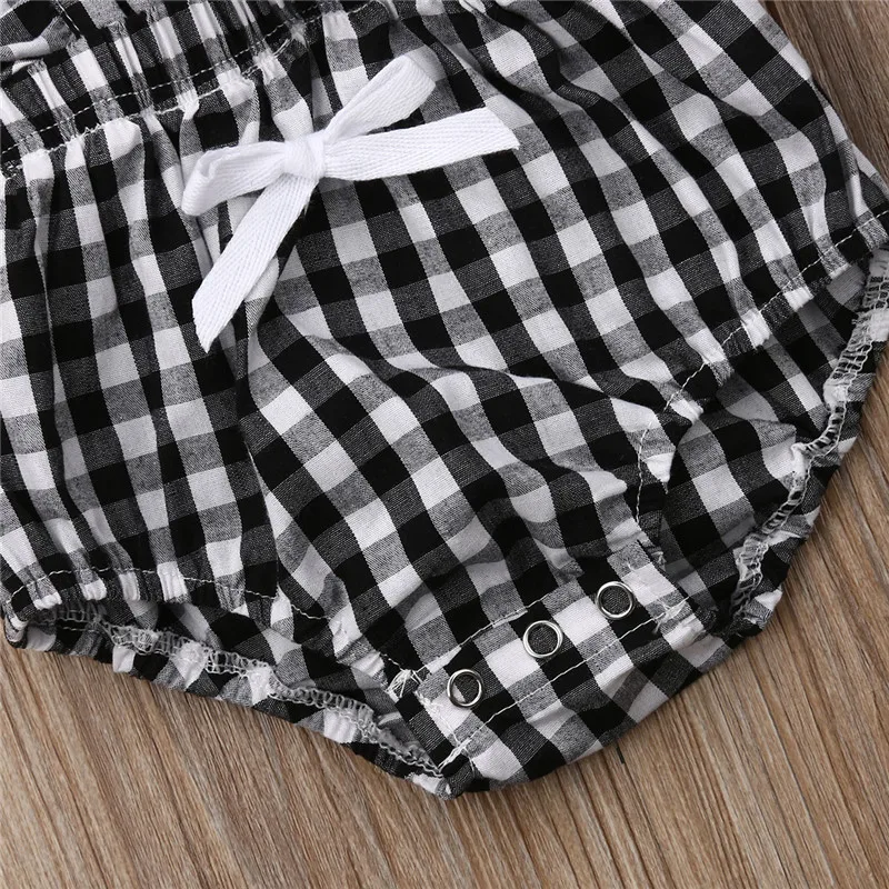 

Newborn Infant Baby Girls 0-24M Clothes Ruffle Plaids Sleeveless Romper Jumpsuit Outfits