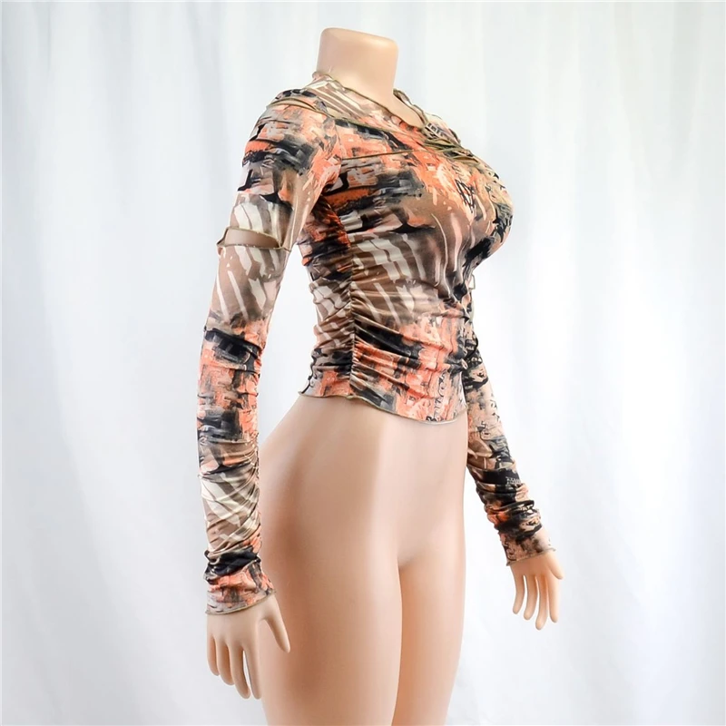 

Autumn Spring Women's Top Stacked Cut Out Hole Female Tshirt Gothic Street Fashion Graphic Crop Tops Casual Basic Tees Woman New