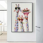 Жираф семья с очками картины маслом Печать на холсте художественные фотографии животных уличные художественные плакаты и принты для детской комнаты декор