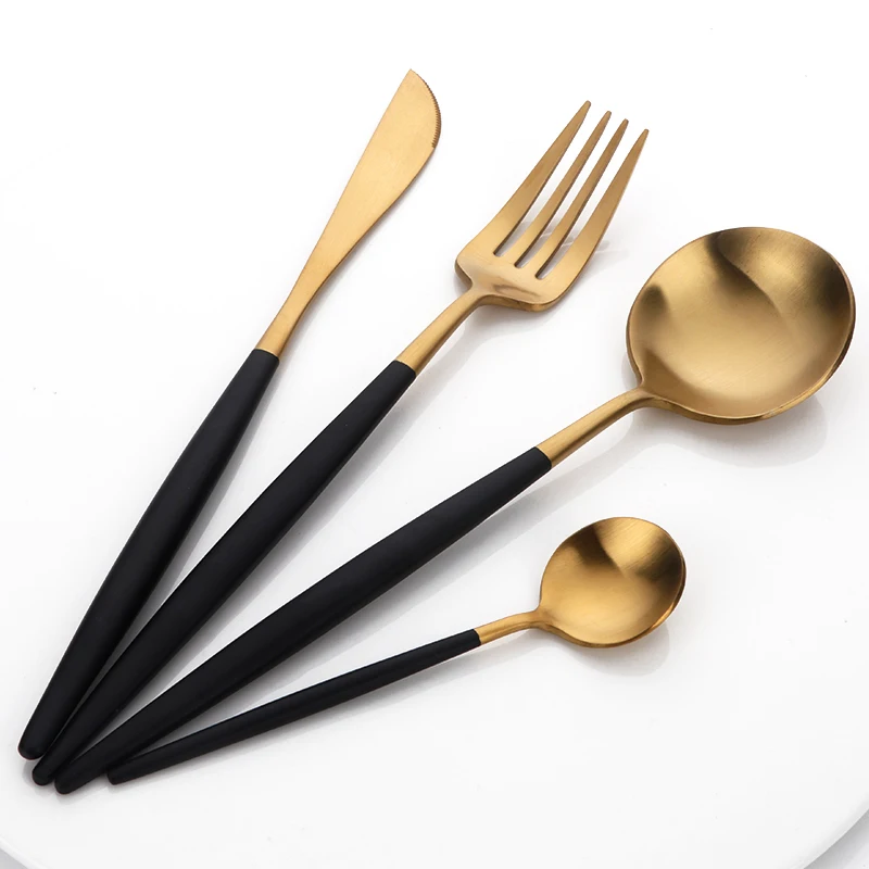 

stainless steel 304 luxury tableware set Flatware set 24 pcs tea spoon fork spoon knife set Cutlery dinnerware kitchen
