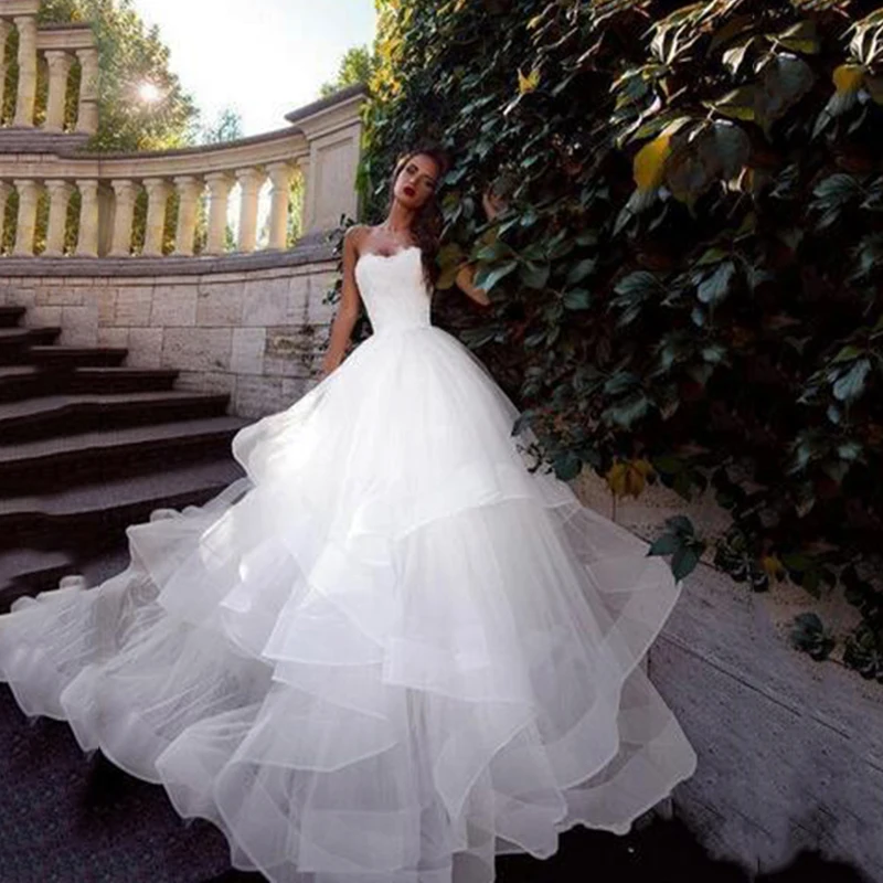 

MNGRL New Simple Wedding Dress Backless Sleeveless Design Chiffon Lace Bride Dresses Princess Dress Plus Size Tailor-made