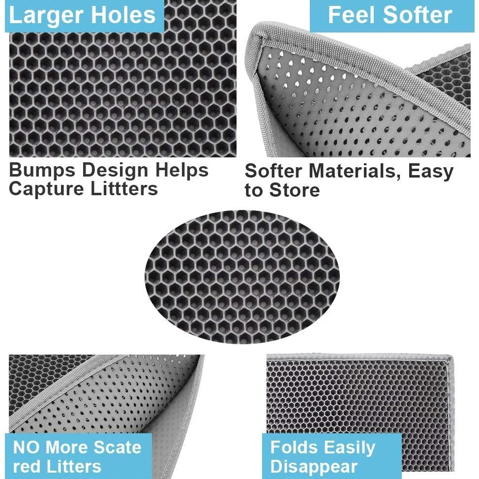 

Dog cat litter mat accessories, extra large cat litter trap mat, honeycomb double-layer design, easier cleaning and washable