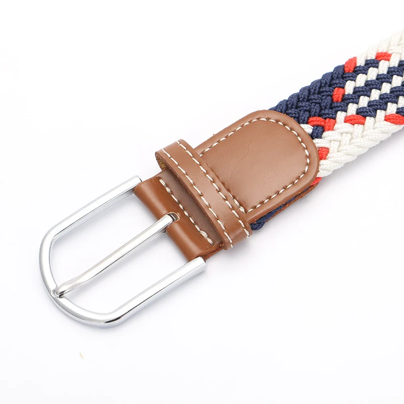 

Men Women Casual Knitted Pin Buckle Belt Woven Canvas Elastic Expandable Braided Stretch Belts Plain Webbing Strap