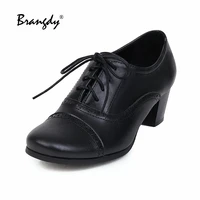 brangdy women pumps british thick heels shoes womens sexy autumn 2021 new lace up casual shoes women chaussures femme