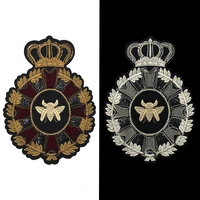 high quality fashion beaded sequins crown bee patch embroidered badge iron on emblem for clothing jackets t shirts decorations