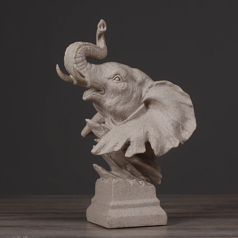 

Abstract Elephant Bust Sculpture Handmade Sandstone Animal Statue Art and Craft Ornament Gift for Art Collection and House Decor