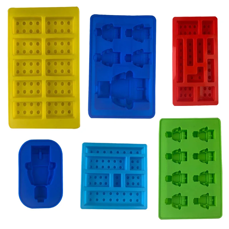 

Silicone Cake Mold Chocolate Cookie Fondant Mold Robot Building Blocks DIY Ice Craem Mould Cake Decoration Kitchen Baking Tools