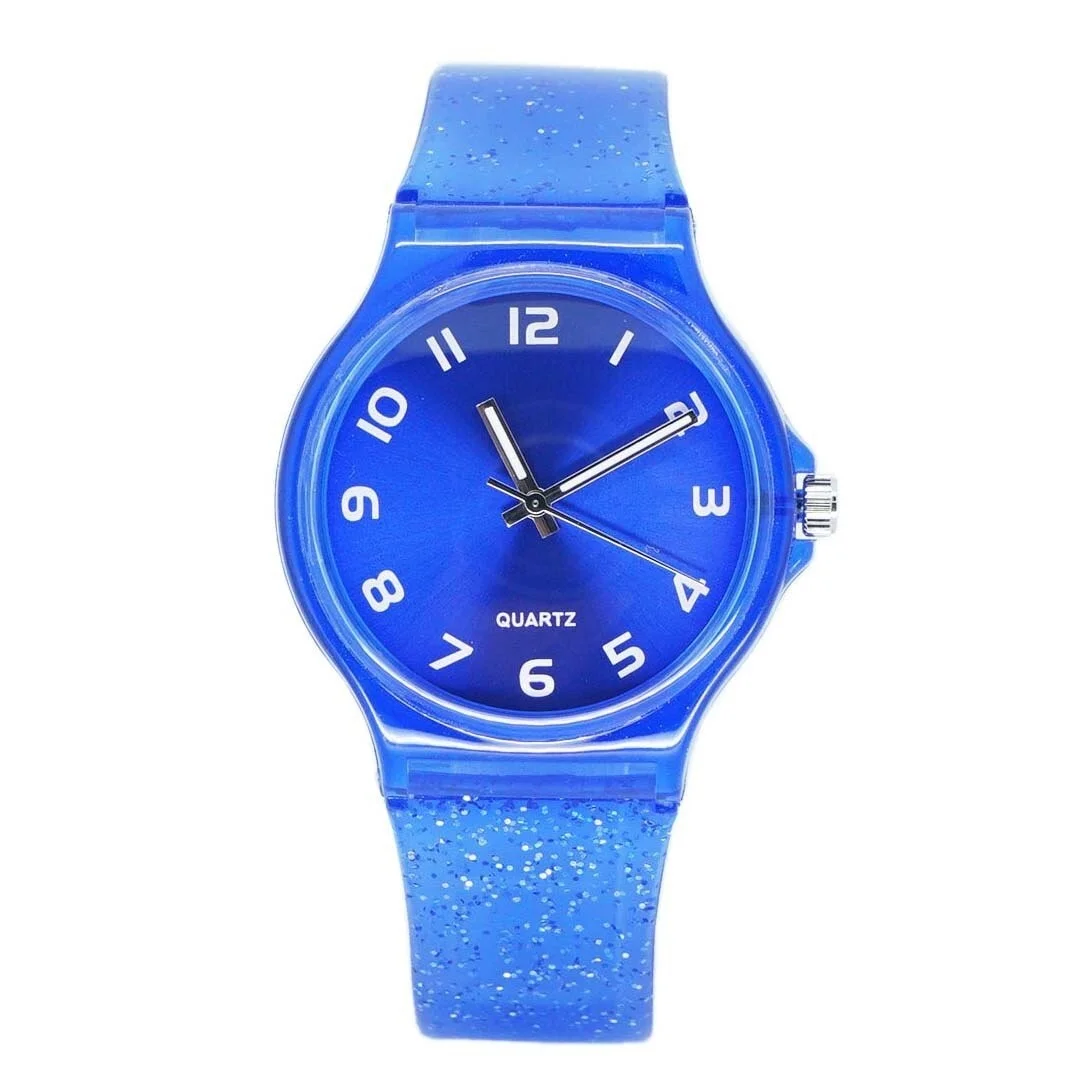 Силиконовые прозрачные блестящие женские часы с пластиковым ремешком лидер