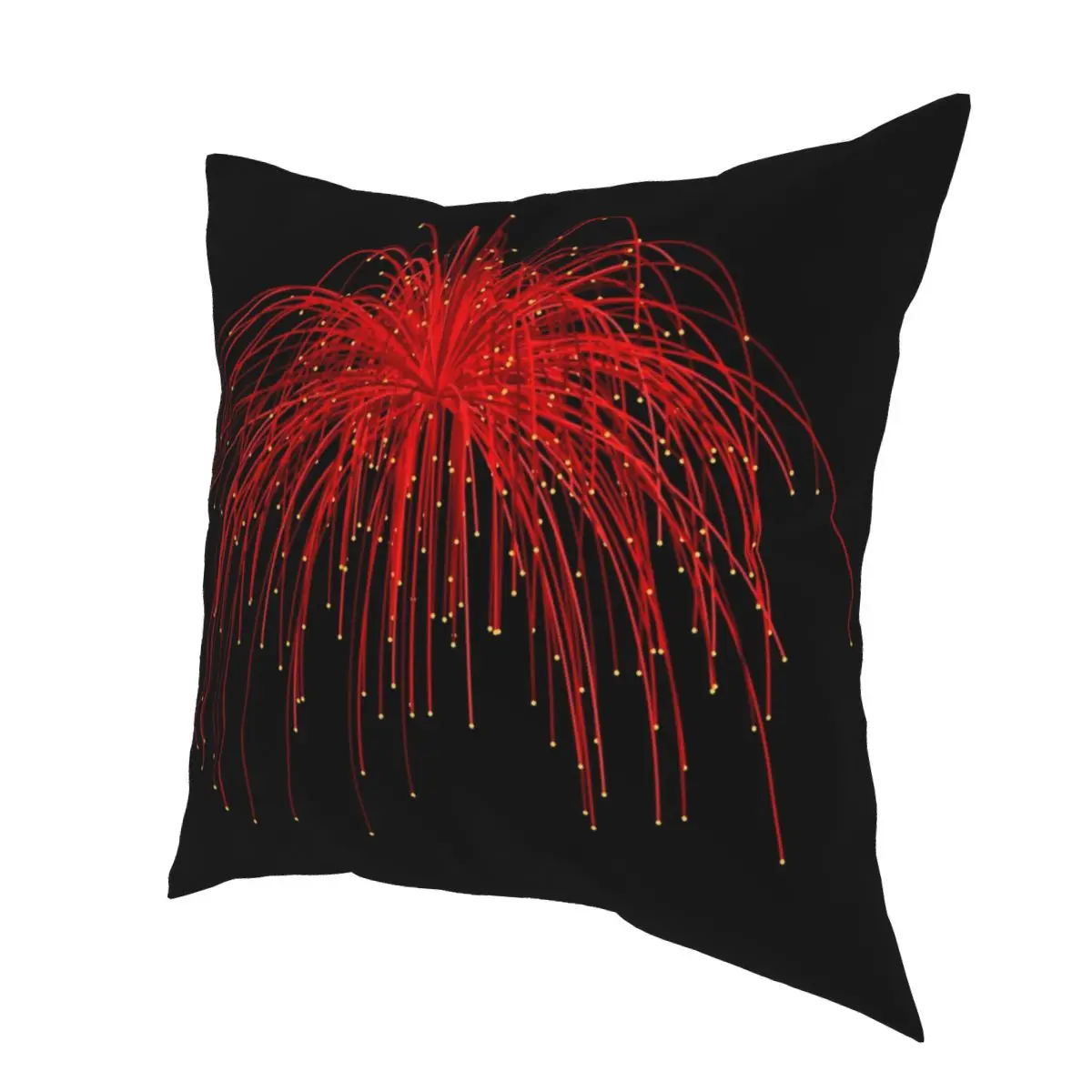 Чехол для подушки с фейерверком красный креативный на молнии декоративный чехол