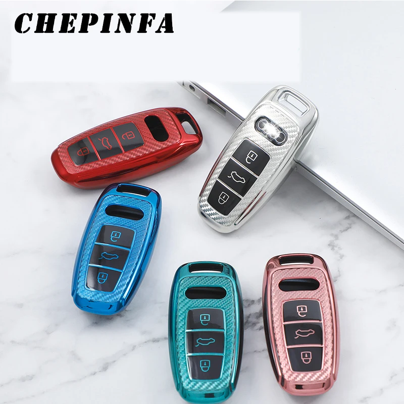 Чехол из углеродного волокна TPU для автомобильных ключей защитный чехол Audi A6 A6L A7