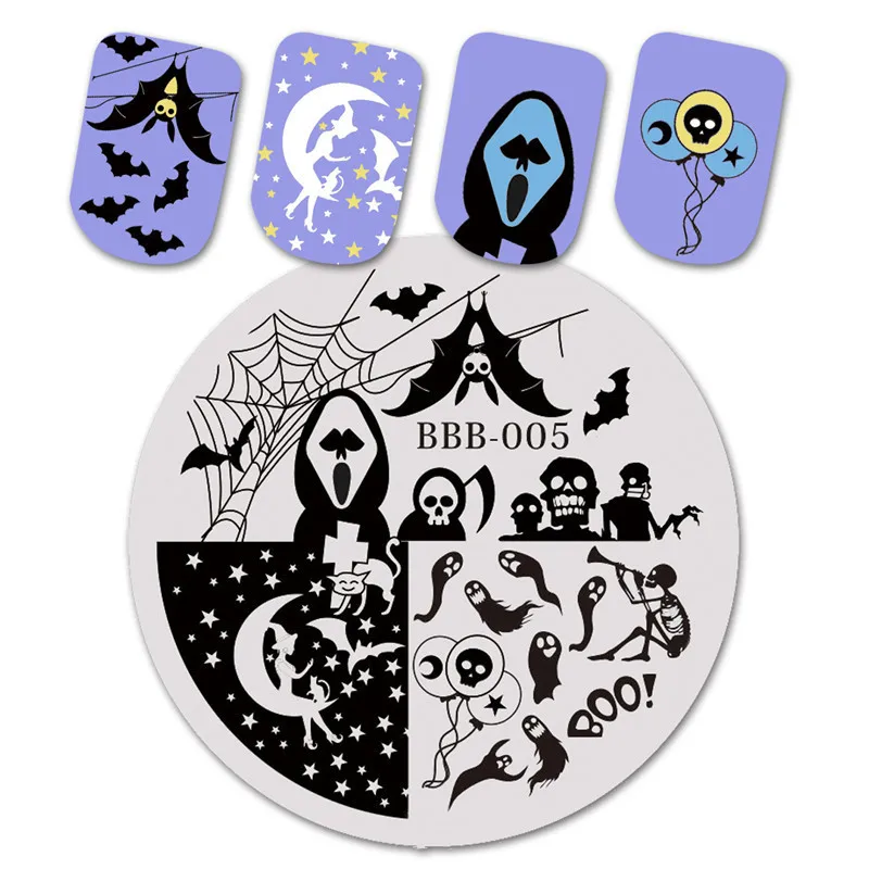 BeautyBigBang 5 шт./компл. круглые пластины для штамповки ногтей трафарет для ногтей волшебник на Хэллоуин тарелка с рисунком для дизайна ногтей шаблон BBB-005
