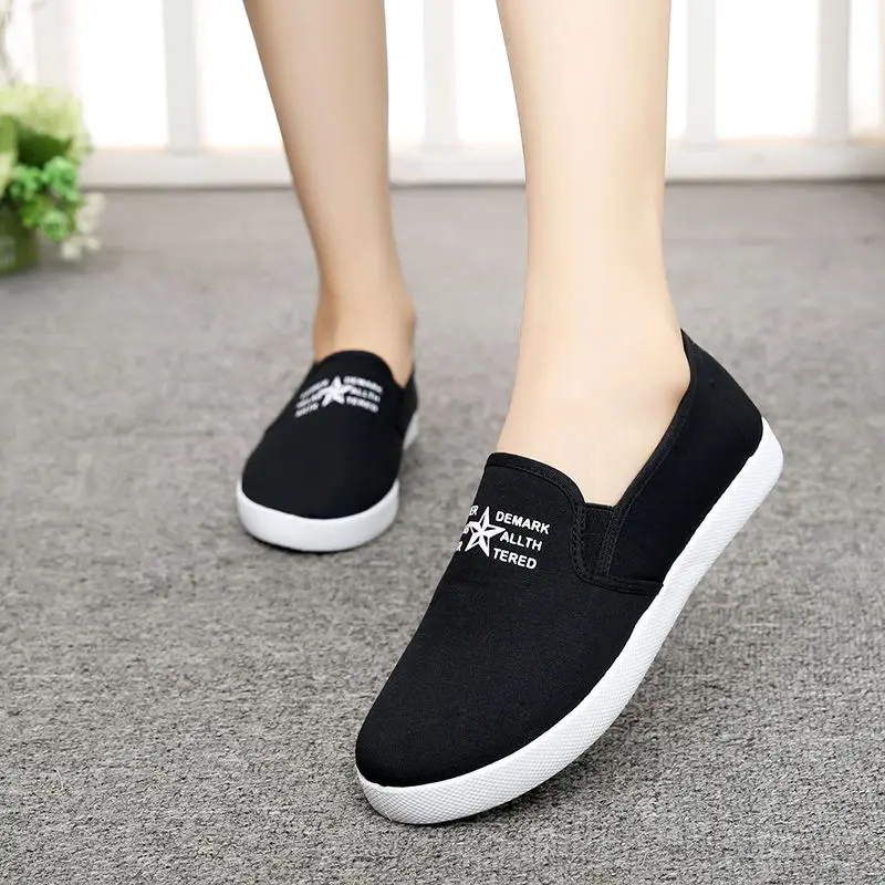 

Marlisasa Teenager Cute Black Slip on Canvas Shoes Lady Cool Anti Skid Student School White Shoes Grey Street Flat Loafers G6319