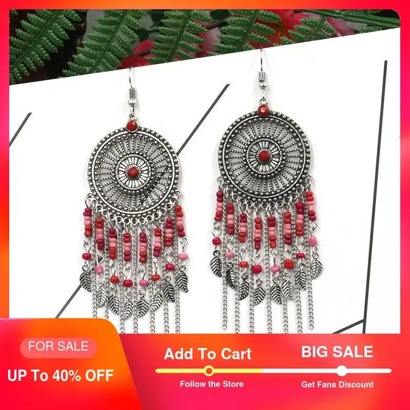 

Ethnic Dangle Earrings Hanging for Women Vintage Statement Drop Earrings Leaf Tassel Women's Round Earrings Fashion Jewelry 2019