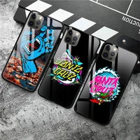 santa cruz skateboard brand phone case tempered glass for iphone 12 pro max mini 11 pro xr xs max 8 x 7 6s 6 plus se 2020 case