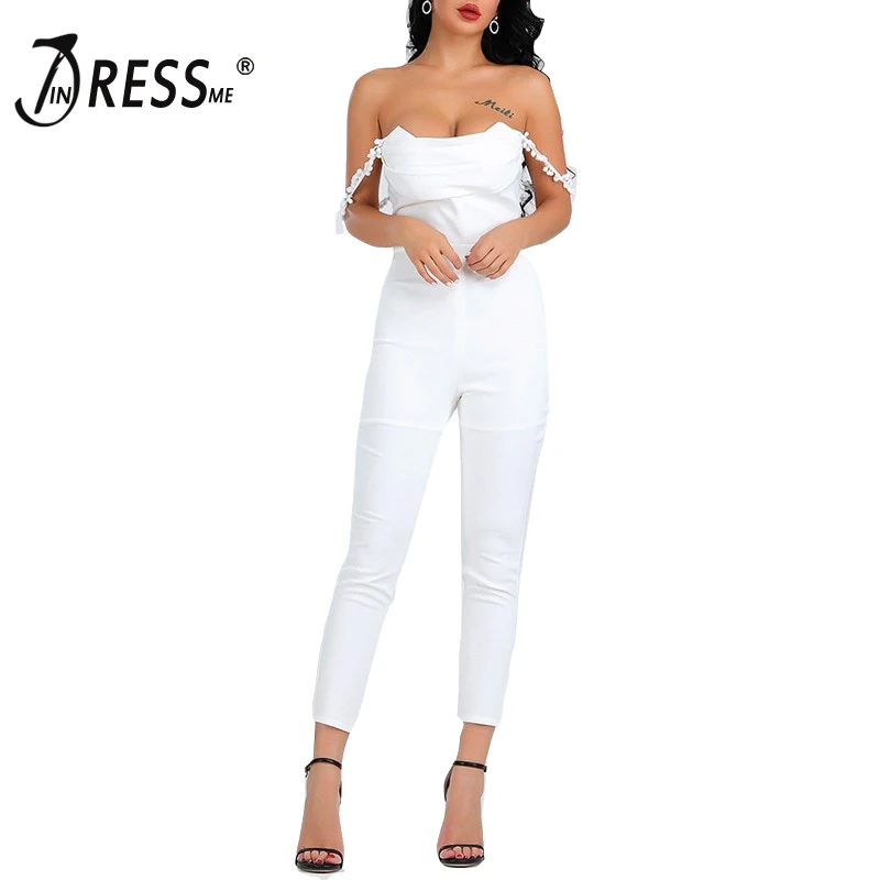 

INDRESSME 2019 New Fashion Sexy Women Lace Strap Off The Shoulder Square Neck Bodycon Jumpsuit Party Club Office Lady Jumpsuit